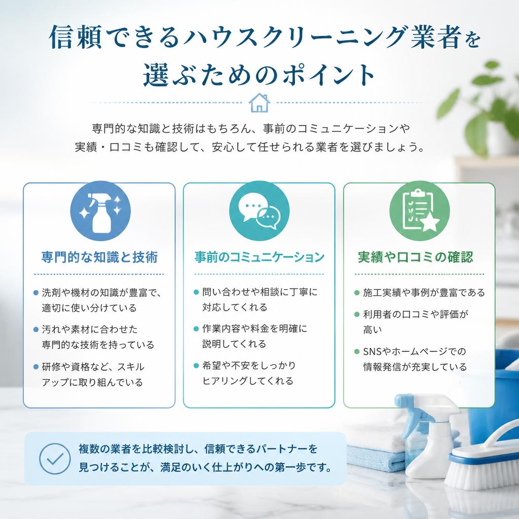 ハウスクリーニング業者の選び方